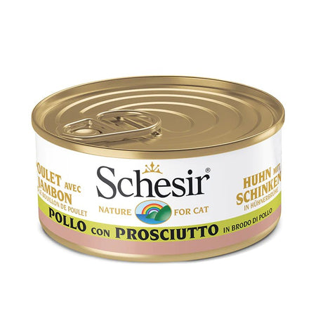Schesir Pollo con Prosciutto in Brodo Scatoletta per Gatti Adulti 85gr
