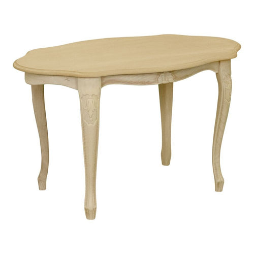 MOBILI 2G - Tavolino ovale Legno massello intagliato grezzo 74x46x46
