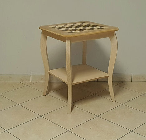 MOBILI 2G - Tavolino quadrato scacchiera Legno grezzo 50x50x63