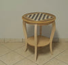 MOBILI 2G - Tavolino rotondo scacchiera Legno grezzo 50x50x63