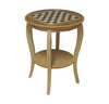 MOBILI 2G - Tavolino rotondo scacchiera Legno grezzo 50x50x63