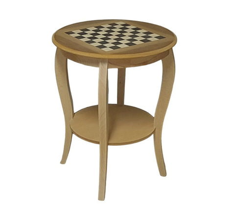 MOBILI 2G - Tavolino rotondo scacchiera Legno grezzo 50x50x63