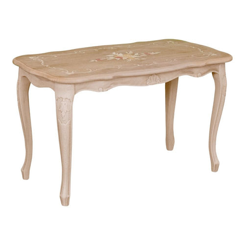 MOBILI 2G - Tavolino rettangolare Legno massello intagliato grezzo 77x43x46