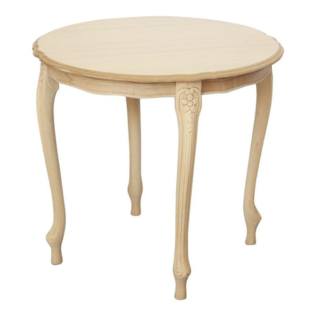 MOBILI 2G - Tavolino rotondo fisso Legno intarsiato grezzo 60x60x55