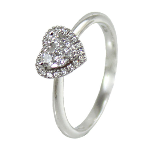 Anello donna Mirco Visconti in oro bianco a cuore con diamanti