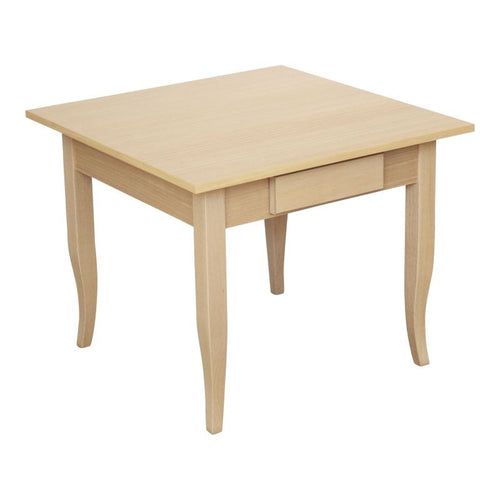 MOBILI 2G - Tavolino quadrato 1 cassetto Legno grezzo 50x50x45
