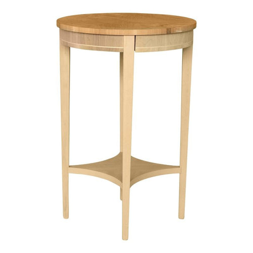 MOBILI 2G - Tavolino rotondo 1 cassetto Legno grezzo 48x48x72 (3114)