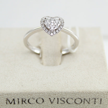 Anello donna Mirco Visconti in oro bianco a cuore con diamanti