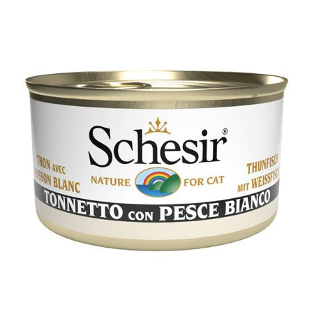 Schesir Jelly Tonnetto con Pesce Bianco Scatoletta per Gatti Adulti 85gr