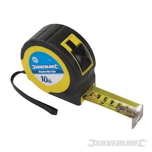 Silverline metro flessibile flessometro riga ABS 10 m x 32 mm comoda impugnatura