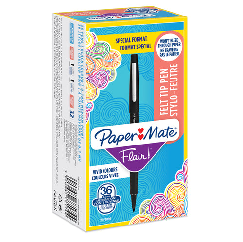 Value Pack 30+6 Pennarello Flair Nylon Nero Punta 1.1Mm Papermate