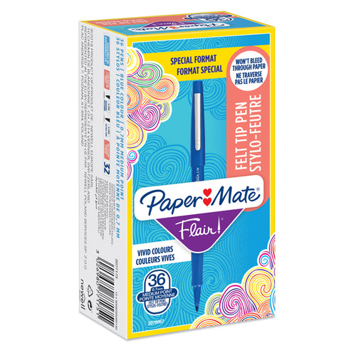 Value Pack 30+6 Pennarello Flair Nylon Blu Punta 1.1Mm Papermate