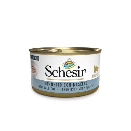 Schesir Jelly Tonnetto con Nasello Scatoletta per Gatti Adulti 85gr