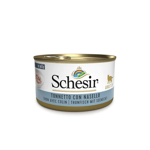 Schesir Jelly Tonnetto con Nasello Scatoletta per Gatti Adulti 85gr