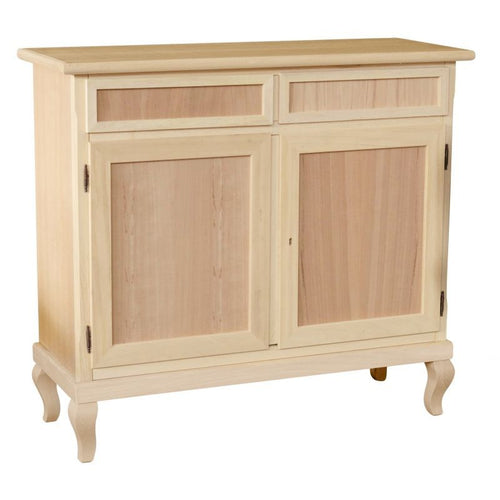 Credenza 2 porte 2 cassetti Legno grezzo 105x42x98