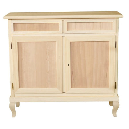 Credenza 2 porte 2 cassetti Legno grezzo 105x42x98