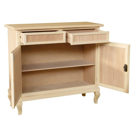 Credenza 2 porte 2 cassetti Legno grezzo 105x42x98