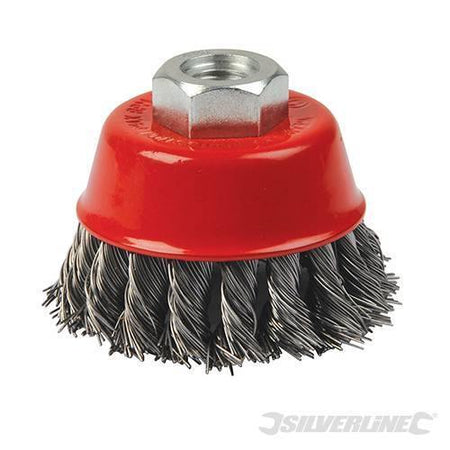 Spazzola a tazza in acciaio a filo ritorto per smerigliatrici angolari Silverline Silverline