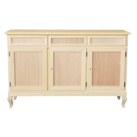 Credenza 3 porte 3 cassetti Legno grezzo 155x45x98