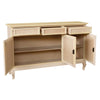 Credenza 3 porte 3 cassetti Legno grezzo 155x45x98