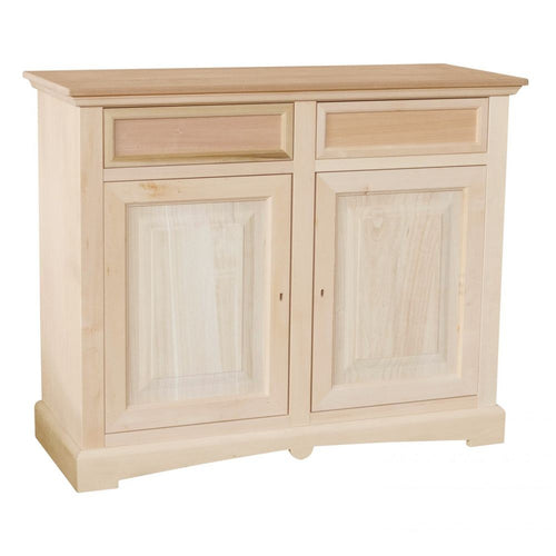 MOBILI 2G - Credenza 2 porte 2 cassetti Legno grezzo 117x46x96