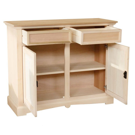 MOBILI 2G - Credenza 2 porte 2 cassetti Legno grezzo 117x46x96