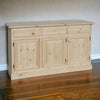 MOBILI 2G - Credenza 3 porte 3 cassetti Legno massello pino grezzo 156x42x85
