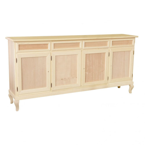 Credenza 4 porte 4 cassetti Legno grezzo 205x45x98