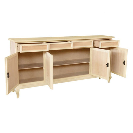 Credenza 4 porte 4 cassetti Legno grezzo 205x45x98