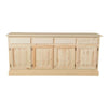 MOBILI 2G - Credenza 4 porte 4 cassetti Legno massello pino grezzo 195x45x85