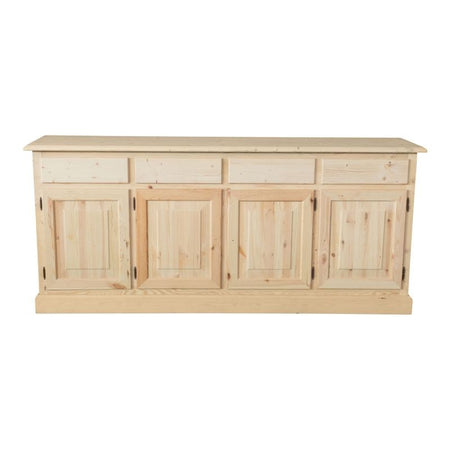 MOBILI 2G - Credenza 4 porte 4 cassetti Legno massello pino grezzo 195x45x85