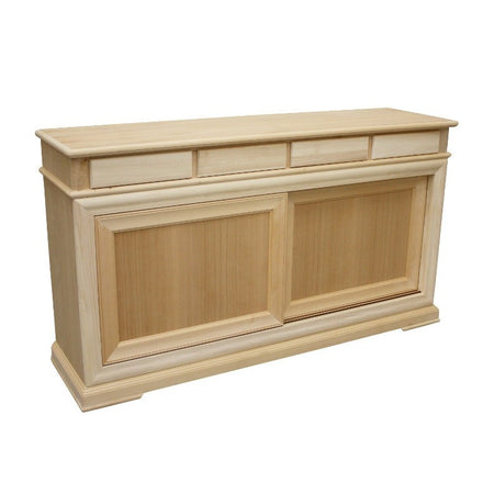MOBILI 2G - Credenza 2 porte scorrevoli 4 cassetti Legno grezzo 180x48x100 (3071)