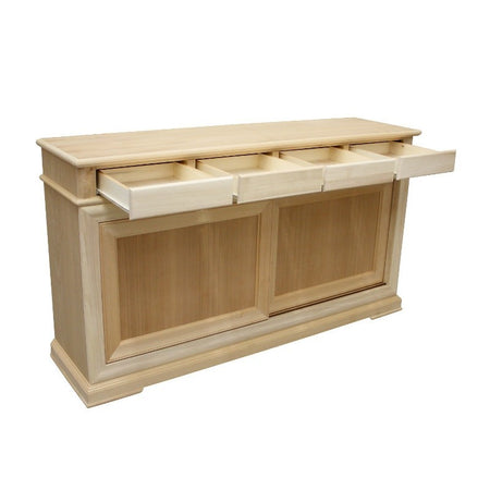 MOBILI 2G - Credenza 2 porte scorrevoli 4 cassetti Legno grezzo 180x48x100 (3071)