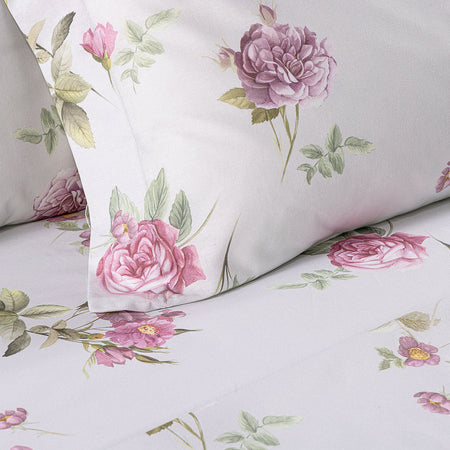 Lenzuola Giardino Romantico ! Caleffi: Cotone, Stampa Floreale Tortora, Sogni Delicati