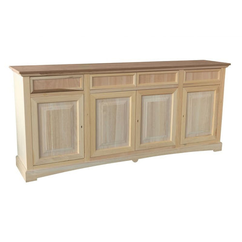 MOBILI 2G - Credenza 4 porte 4 cassetti Legno grezzo 220x46x96