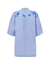 Gucci Camicia Kimono in Popeline di Cotone Azzurra con Stampa Fiori da donna