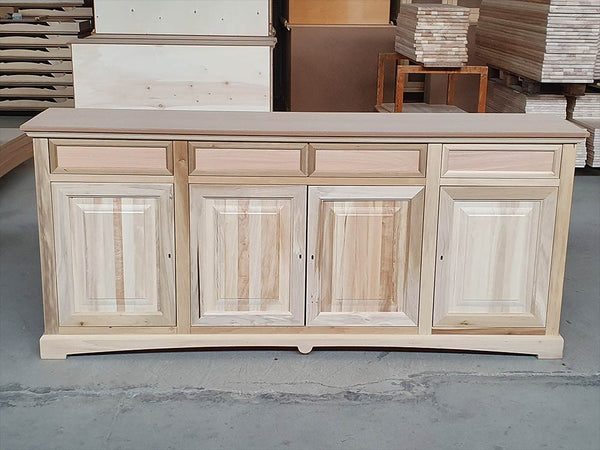 MOBILI 2G - Credenza 4 porte 4 cassetti Legno grezzo 220x46x96