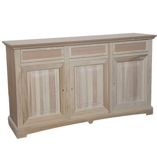 MOBILI 2G - Credenza 3 porte 3 cassetti Legno grezzo 170x46x96