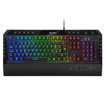 SHARKOON TASTIERA GAMING A MEMBRANA SKILLER SGK5 6 ZONE RGB, POGGIAPOLSI REMOVIBILE