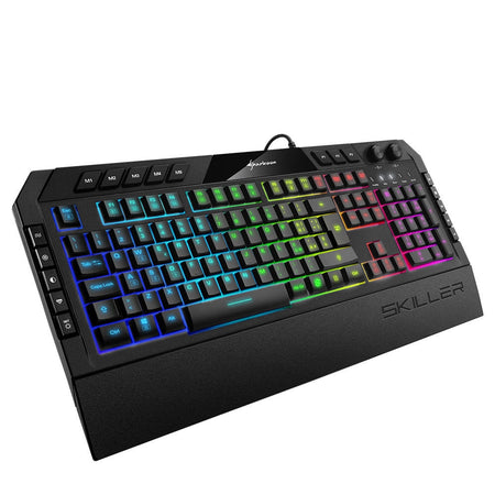 SHARKOON TASTIERA GAMING A MEMBRANA SKILLER SGK5 6 ZONE RGB, POGGIAPOLSI REMOVIBILE