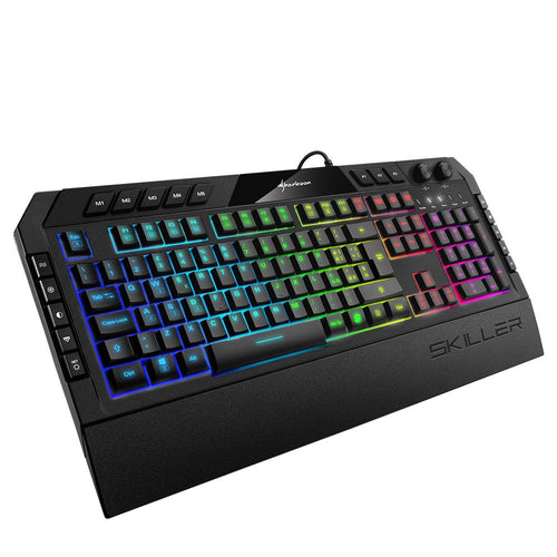 SHARKOON TASTIERA GAMING A MEMBRANA SKILLER SGK5 6 ZONE RGB, POGGIAPOLSI REMOVIBILE
