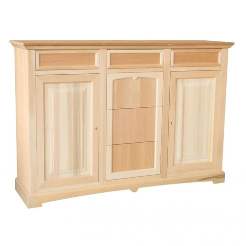 MOBILI 2G - Credenza 2 porte 6 cassetti Legno grezzo 170x46x116