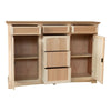 MOBILI 2G - Credenza 2 porte 6 cassetti Legno grezzo 170x46x116