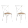 MOBILI 2G - SET 2 Sedie Cross Bistrot Shabby Vintage Bianco Olmo Seduta Rivestita Rattan Naturale Modello (6086)