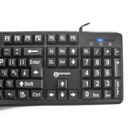 Geemarc High Visibility large print White letters on Black keys - USB. [1Year warranty] - Versione UK