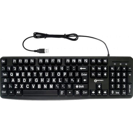 Geemarc High Visibility large print White letters on Black keys - USB. [1Year warranty] - Versione UK