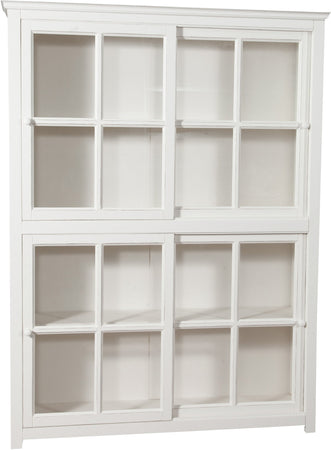 Biscottini Libreria Vetrina Biscottini Legno Tiglio Anticato 154x37x212 Ante Scorrevoli