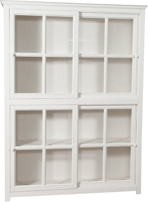 Biscottini Libreria Vetrina Biscottini Legno Tiglio Anticato 154x37x212 Ante Scorrevoli