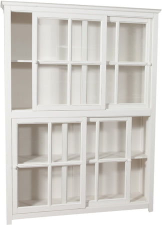 Biscottini Libreria Vetrina Biscottini Legno Tiglio Anticato 154x37x212 Ante Scorrevoli