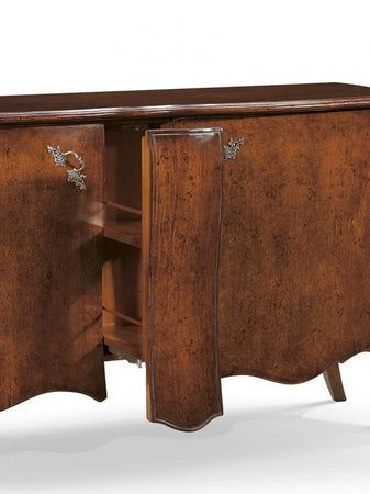 MOBILI 2G - Credenza sagomata 2 porte 1 cassetto estraibile Legno grezzo 165x52x88 (2112)